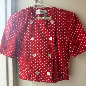 JH Collectibles Red and White Polka Dot Cropped Blazer, Size 8